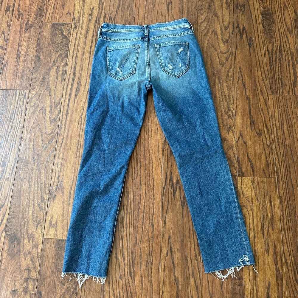 MOTHER Blue Straight Leg Jeans with Vintage Distressing - Picture 5 of 5